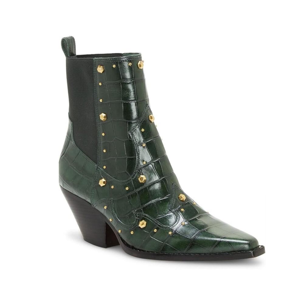 New! Vince Camuto Gold Studded Norley Western Booties - Size 7 (MSRP $189)